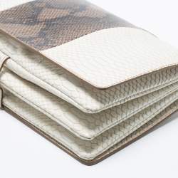 مملوكة مسبقًا Stella McCartney White/Green Faux Snakeskin Effect Leather Flo Shoulder Bag