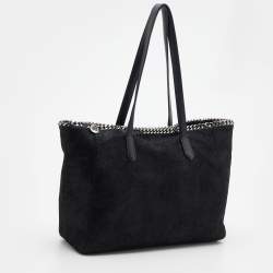 مملوكة مسبقًا Stella McCartney Black Faux Leather Falabella East West Shopper Tote