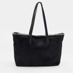 مملوكة مسبقًا Stella McCartney Black Faux Leather Falabella East West Shopper Tote
