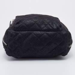 Pre Owned Stella McCartney Black Quilted Faux Leather Mini Falabella Backpack