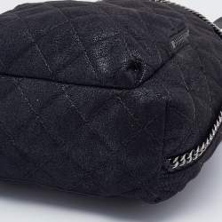 Pre Owned Stella McCartney Black Quilted Faux Leather Mini Falabella Backpack