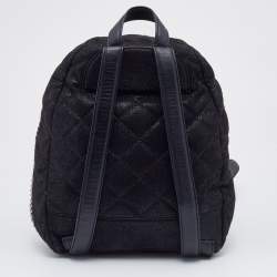 Pre Owned Stella McCartney Black Quilted Faux Leather Mini Falabella Backpack