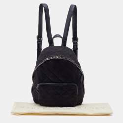 Pre Owned Stella McCartney Black Quilted Faux Leather Mini Falabella Backpack