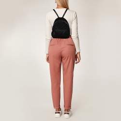 Pre Owned Stella McCartney Black Quilted Faux Leather Mini Falabella Backpack