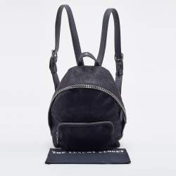 Pre Owned Stella McCartney Black Quilted Faux Leather Mini Falabella Backpack