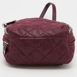 Pre Owned Stella McCartney Burgundy Quilted Faux Suede Shaggy Backpack