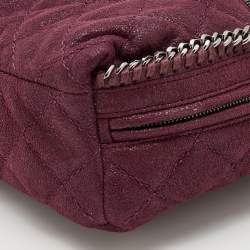 Pre Owned Stella McCartney Burgundy Quilted Faux Suede Shaggy Backpack