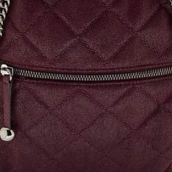 Pre Owned Stella McCartney Burgundy Quilted Faux Suede Shaggy Backpack