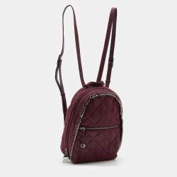 Pre Owned Stella McCartney Burgundy Quilted Faux Suede Shaggy Backpack