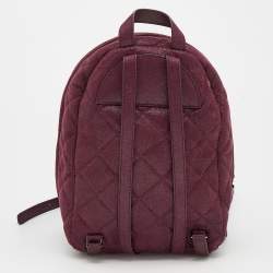Pre Owned Stella McCartney Burgundy Quilted Faux Suede Shaggy Backpack