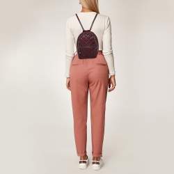 Pre Owned Stella McCartney Burgundy Quilted Faux Suede Shaggy Backpack