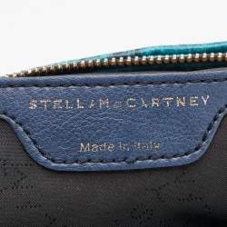 Stella McCartney Blue Faux Python Embossed Leather Side Chain Detail Clutch
