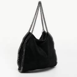 Pre Owned Stella McCartney Black Faux Suede Falabella Shoulder Bag