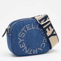 Pre Owned Stella McCartney Blue Denim Small Logo Camera Shoulder Bag