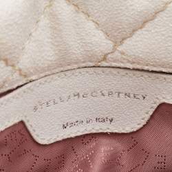 Pre Owned Stella McCartney White Quilted Faux Leather Falabella Shaggy Deer Flap Bag