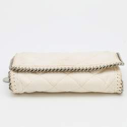 Pre Owned Stella McCartney White Quilted Faux Leather Falabella Shaggy Deer Flap Bag