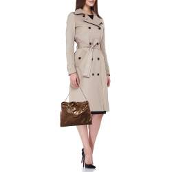 Pre Owned Stella McCartney Metallic Brown Faux Leather Small Falabella Tote