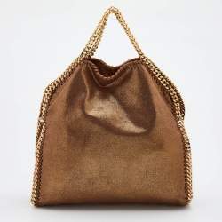 Pre Owned Stella McCartney Metallic Brown Faux Leather Small Falabella Tote