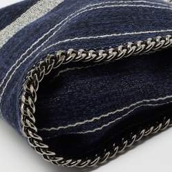 Pre Owned Stella McCartney Striped Denim Mini Falabella Fold Over Crossbody Bag