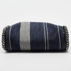 Pre Owned Stella McCartney Striped Denim Mini Falabella Fold Over Crossbody Bag