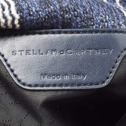 Pre Owned Stella McCartney Striped Denim Mini Falabella Fold Over Crossbody Bag