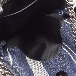 Pre Owned Stella McCartney Striped Denim Mini Falabella Fold Over Crossbody Bag