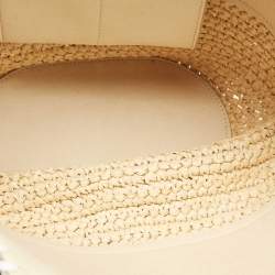  Stella McCartney White Faux Suede and Raffia Medium Falabella Tote