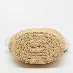  Stella McCartney White Faux Suede and Raffia Medium Falabella Tote