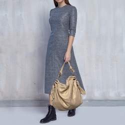 Pre Owned Stella McCartney Metallic Beige/Gold Jute Bow Hobo