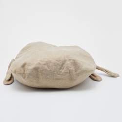 Pre Owned Stella McCartney Metallic Beige/Gold Jute Bow Hobo