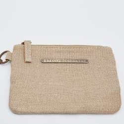 Pre Owned Stella McCartney Metallic Beige/Gold Jute Bow Hobo