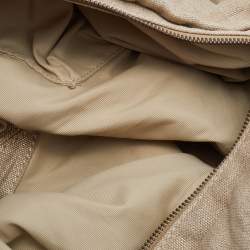 Pre Owned Stella McCartney Metallic Beige/Gold Jute Bow Hobo