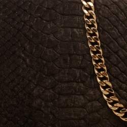 Pre Owned Stella McCartney Brown Python Embossed Velvet Falabella Flap Shoulder Bag