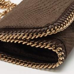 Pre Owned Stella McCartney Brown Python Embossed Velvet Falabella Flap Shoulder Bag