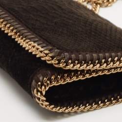 Pre Owned Stella McCartney Brown Python Embossed Velvet Falabella Flap Shoulder Bag