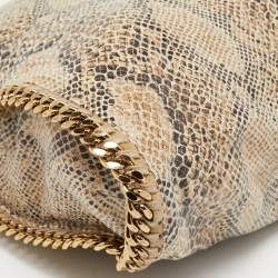 Stella McCartney Beige Canvas Python Effect Falabella Tote