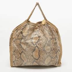 Stella McCartney Beige Canvas Python Effect Falabella Tote