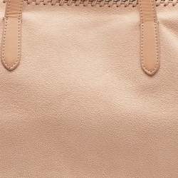 Pre Owned Stella McCartney Beige Faux Leather Chain Link Top Zip Tote