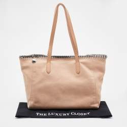 Pre Owned Stella McCartney Beige Faux Leather Chain Link Top Zip Tote