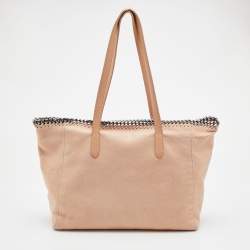 Pre Owned Stella McCartney Beige Faux Leather Chain Link Top Zip Tote