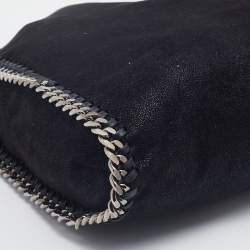 Pre Owned Stella McCartney Black Faux Leather Fold over Falabella Tote