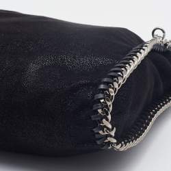 Pre Owned Stella McCartney Black Faux Leather Fold over Falabella Tote