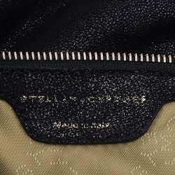 Pre Owned Stella McCartney Black Faux Leather Fold over Falabella Tote