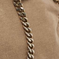 Pre Owned Stella McCartney Beige/Gold Faux Suede Falabella Fold Over Tote