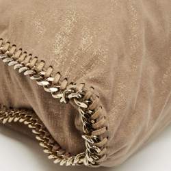 Pre Owned Stella McCartney Beige/Gold Faux Suede Falabella Fold Over Tote