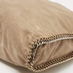 Pre Owned Stella McCartney Beige/Gold Faux Suede Falabella Fold Over Tote