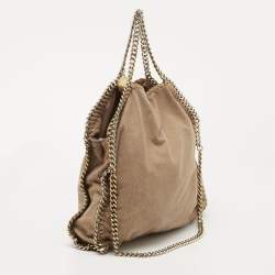 Pre Owned Stella McCartney Beige/Gold Faux Suede Falabella Fold Over Tote
