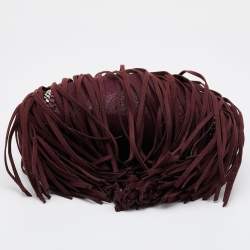 Pre Owned Stella McCartney Burgundy Faux Suede Falabella Fringe Shoulder Bag