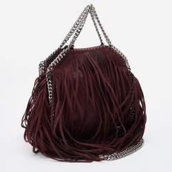 Pre Owned Stella McCartney Burgundy Faux Suede Falabella Fringe Shoulder Bag