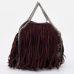 Pre Owned Stella McCartney Burgundy Faux Suede Falabella Fringe Shoulder Bag